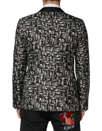 Blazer Dolce &amp; Gabbana Black Jazz Club en soie à simple boutonnage