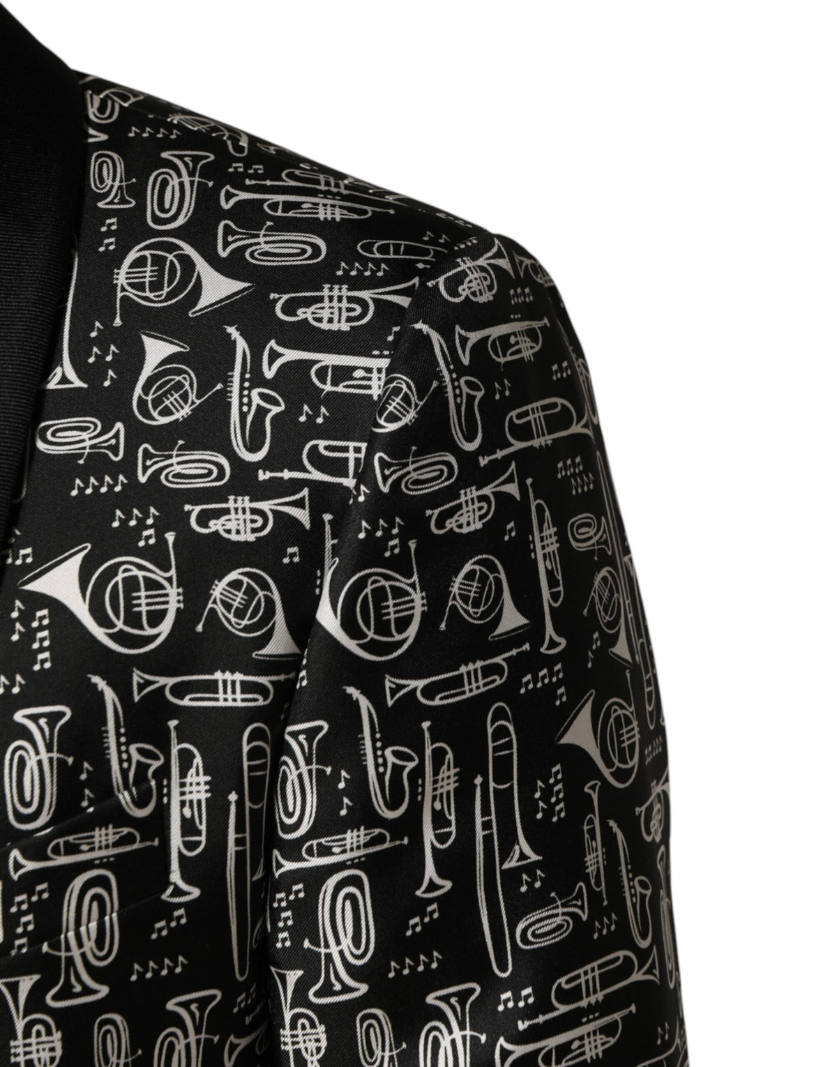 Blazer Dolce &amp; Gabbana Black Jazz Club en soie à simple boutonnage