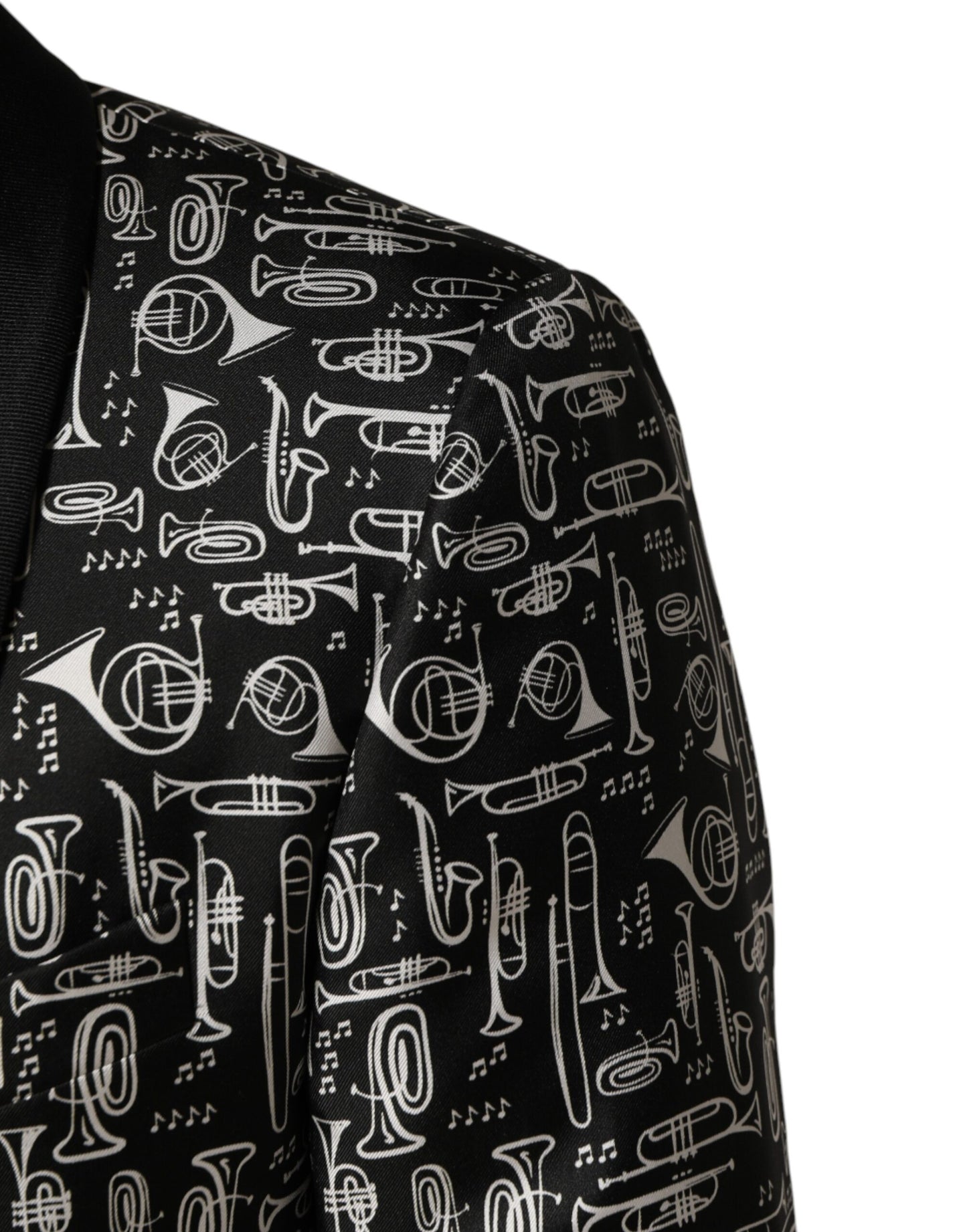 Blazer Dolce &amp; Gabbana Black Jazz Club en soie à simple boutonnage