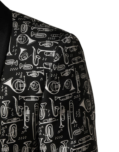 Blazer Dolce &amp; Gabbana Black Jazz Club en soie à simple boutonnage