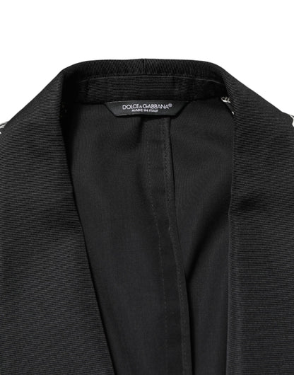 Blazer Dolce &amp; Gabbana Black Jazz Club en soie à simple boutonnage