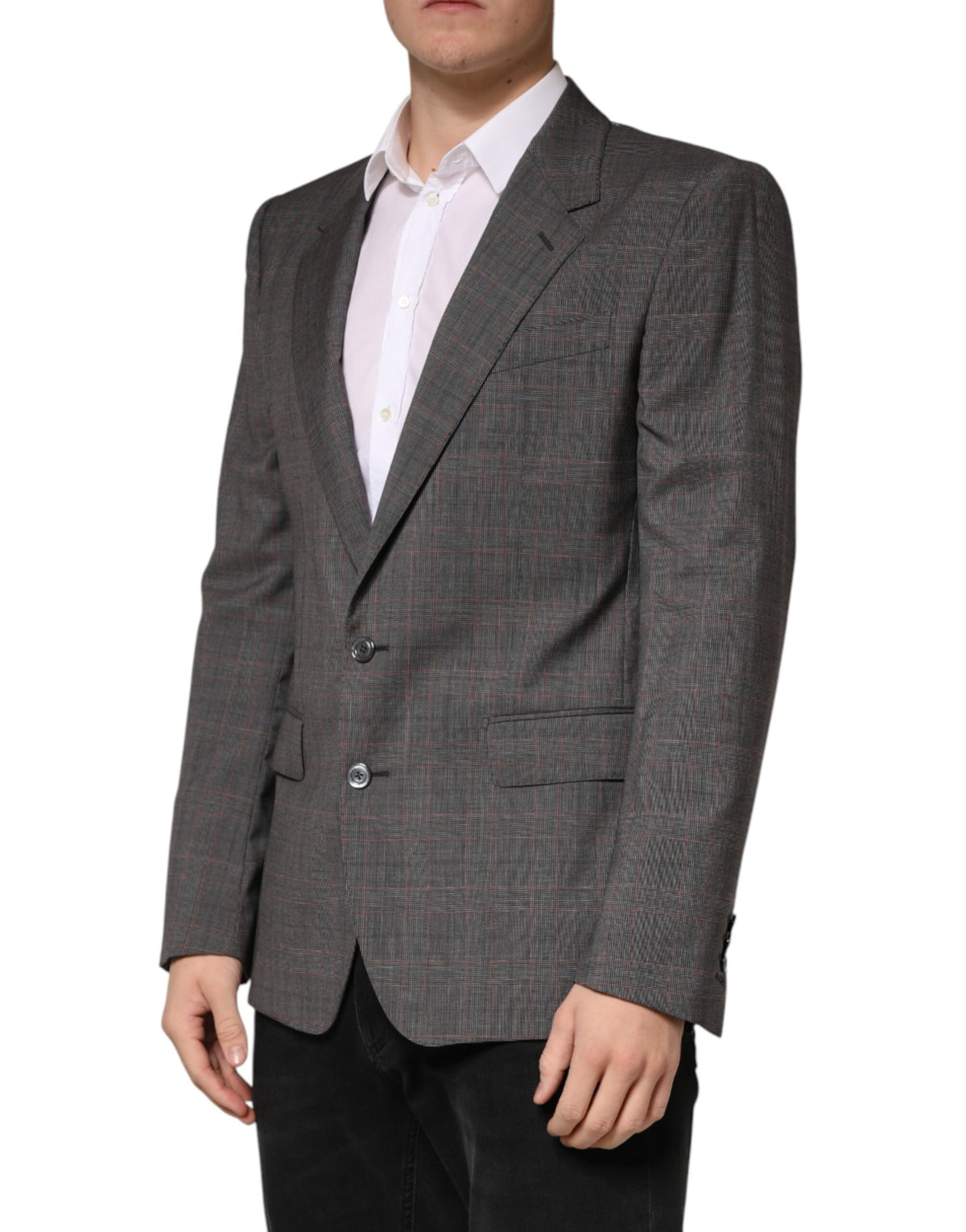 Blazer Dolce &amp; Gabbana en laine grise à simple boutonnage et deux boutons