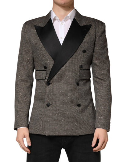 Veste blazer croisée grise à deux boutons Dolce &amp; Gabbana