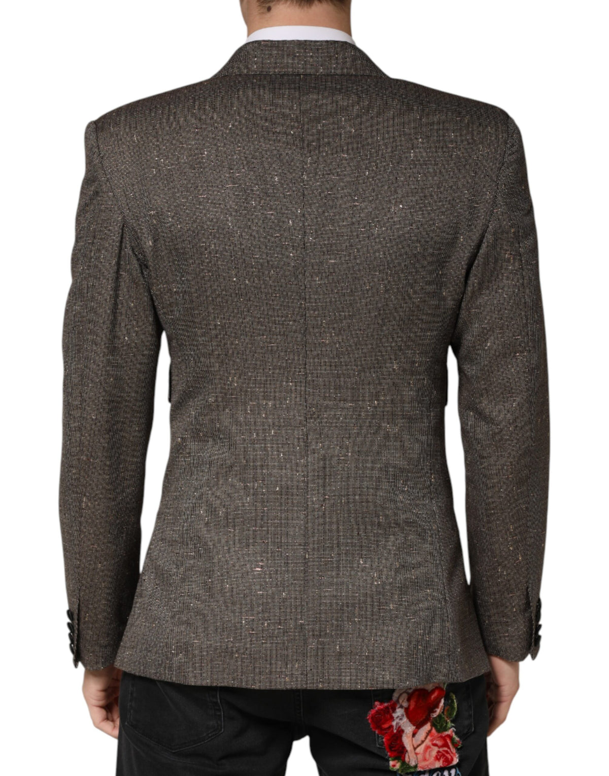 Veste blazer croisée grise à deux boutons Dolce &amp; Gabbana