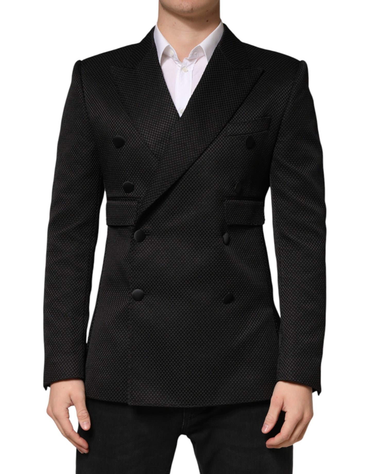 Blazer croisé à deux boutons Dolce &amp; Gabbana en coton noir