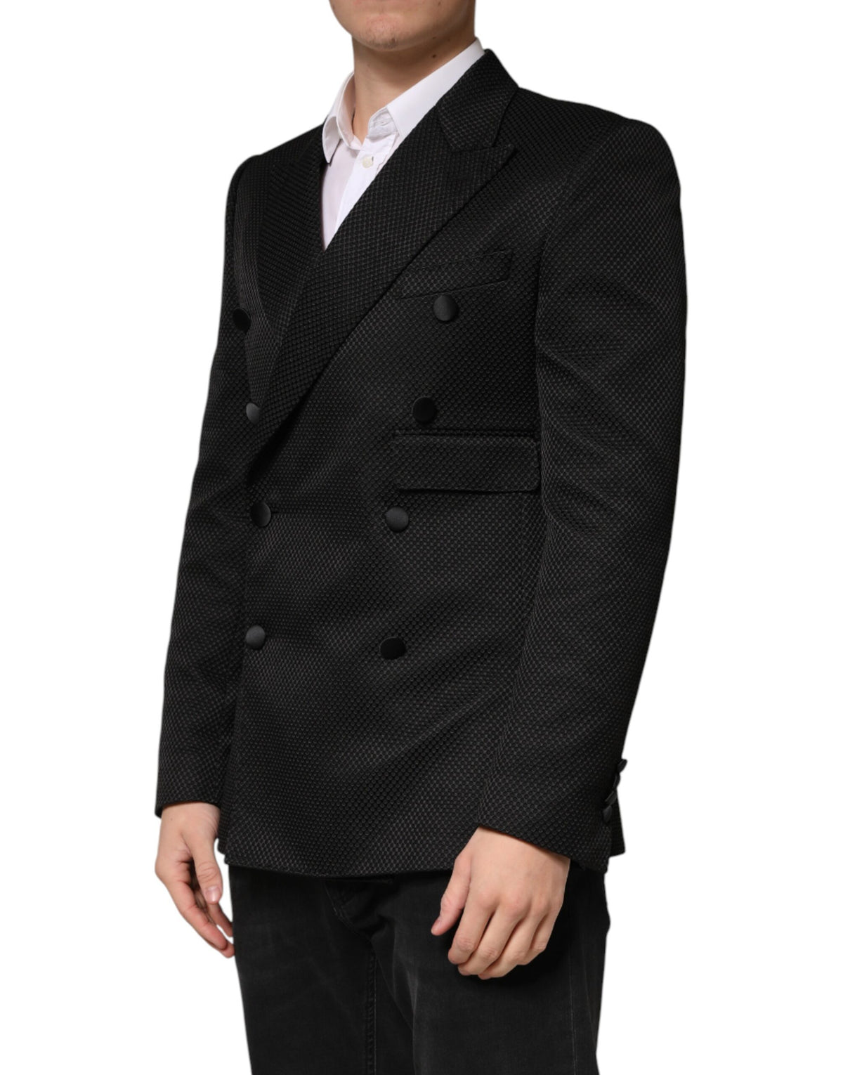 Blazer croisé à deux boutons Dolce &amp; Gabbana en coton noir