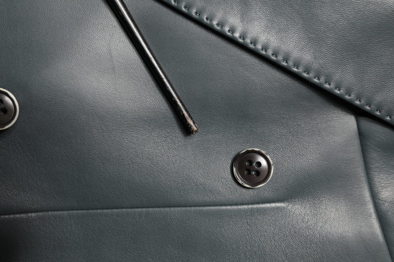 Blazer croisé à deux boutons en cuir noir Dolce &amp; Gabbana