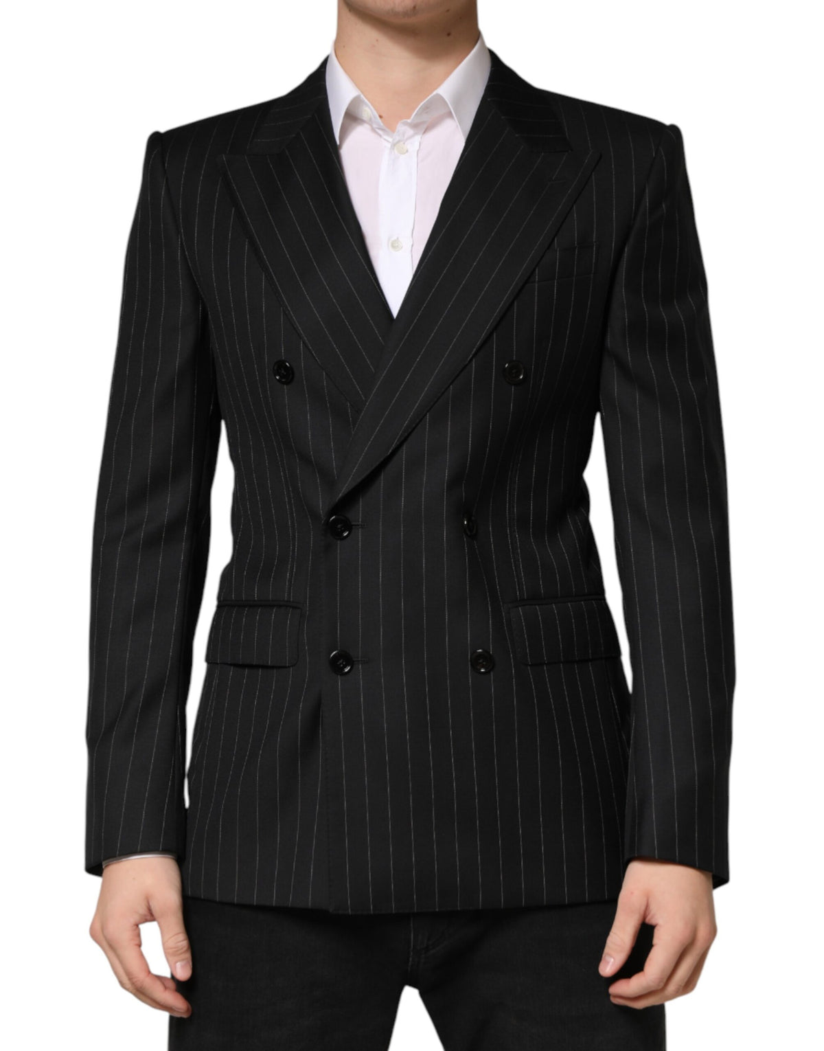 Blazer croisé à rayures noires Dolce &amp; Gabbana, 2 boutons