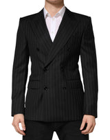 Blazer croisé à rayures noires Dolce &amp; Gabbana, 2 boutons