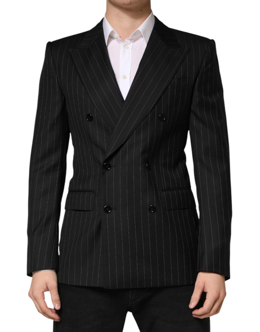 Blazer croisé à rayures noires Dolce &amp; Gabbana, 2 boutons