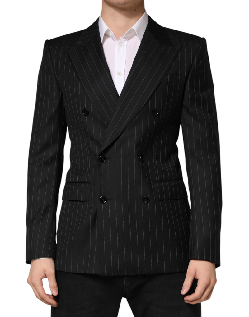 Blazer croisé à rayures noires Dolce &amp; Gabbana, 2 boutons