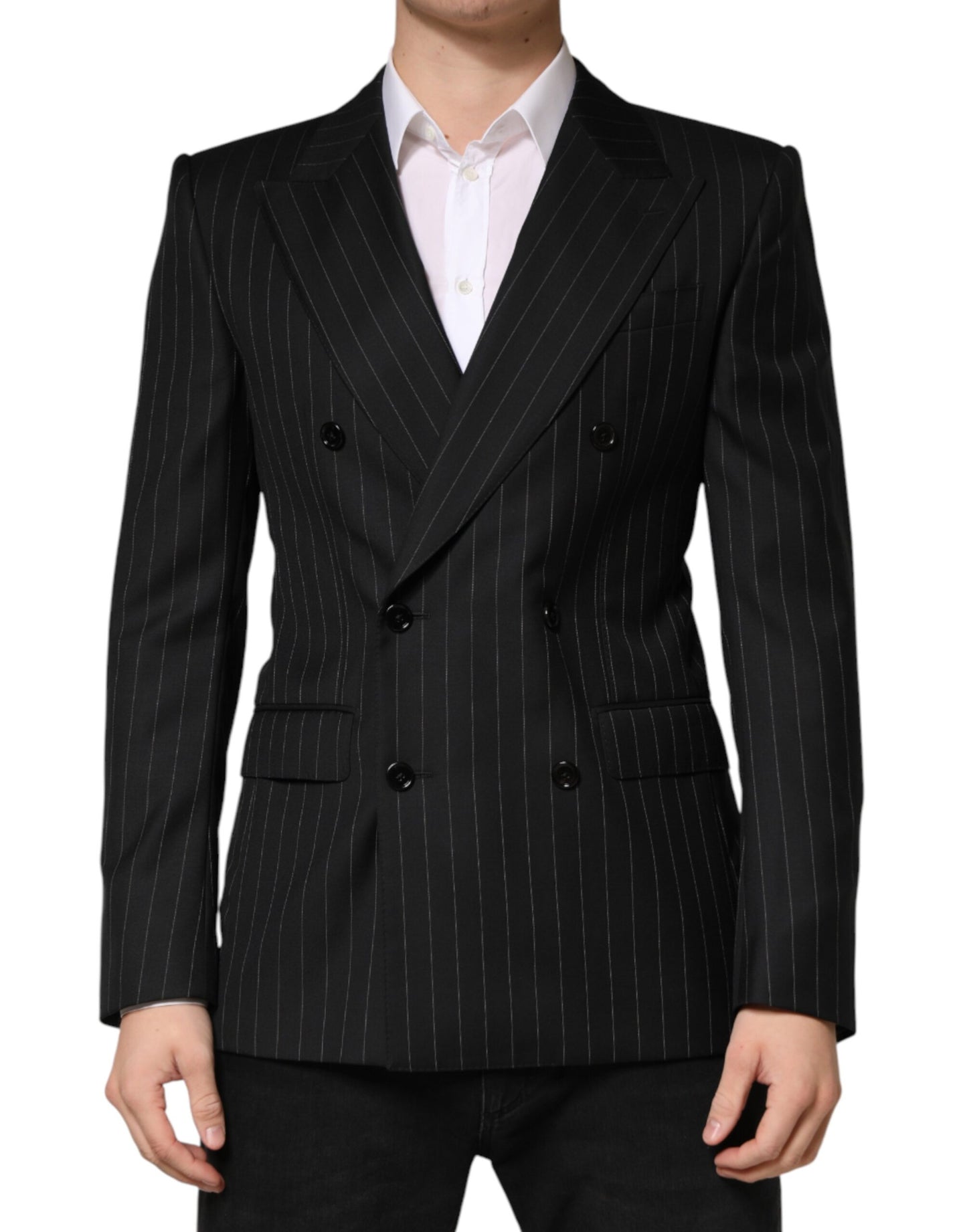 Blazer croisé à rayures noires Dolce &amp; Gabbana, 2 boutons