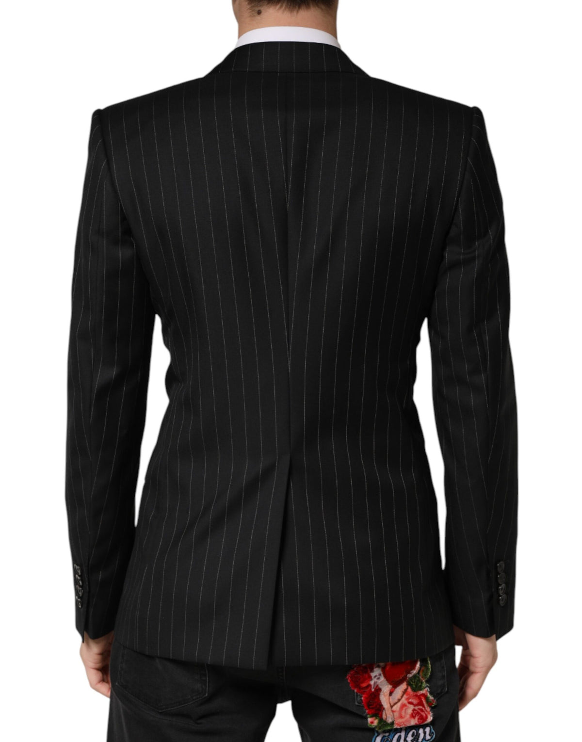 Blazer croisé à rayures noires Dolce &amp; Gabbana, 2 boutons