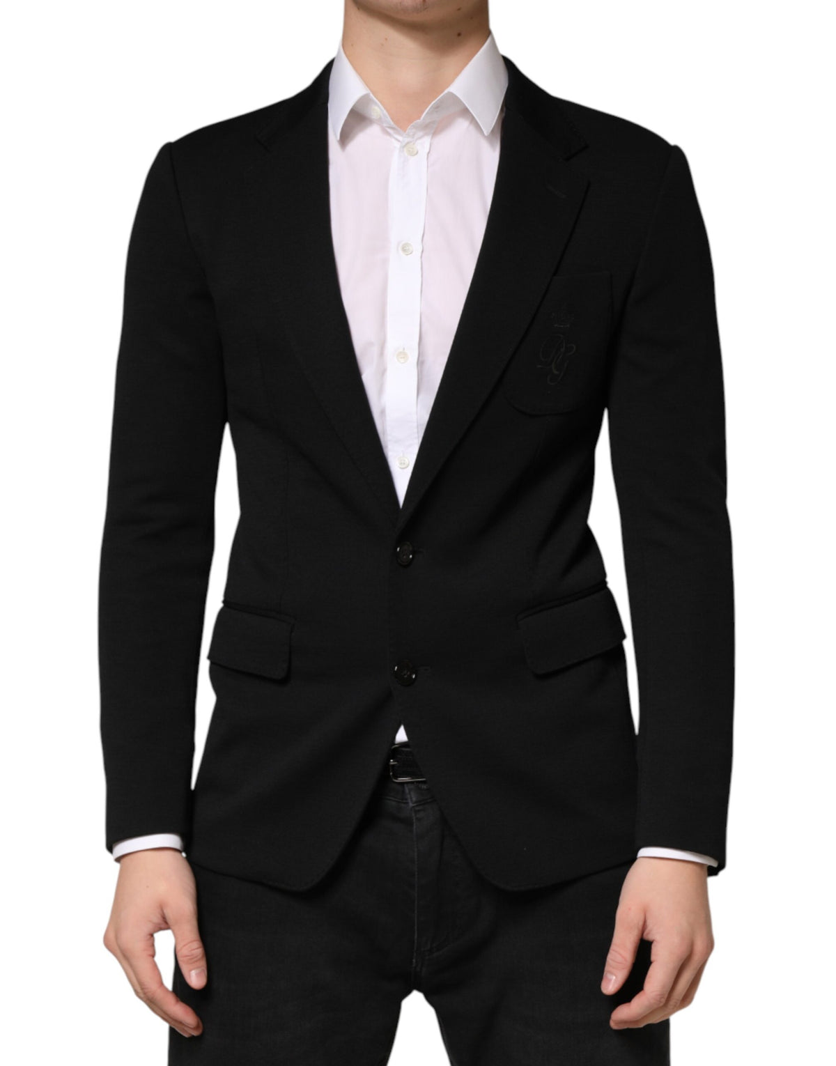 Blazer Dolce &amp; Gabbana en laine noire à simple boutonnage et deux boutons