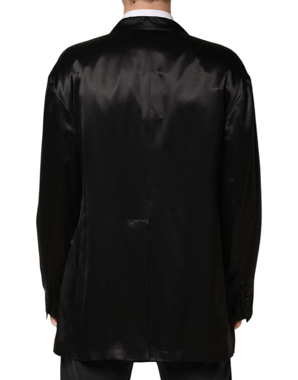 Blazer croisé à deux boutons en soie noire Dolce &amp; Gabbana