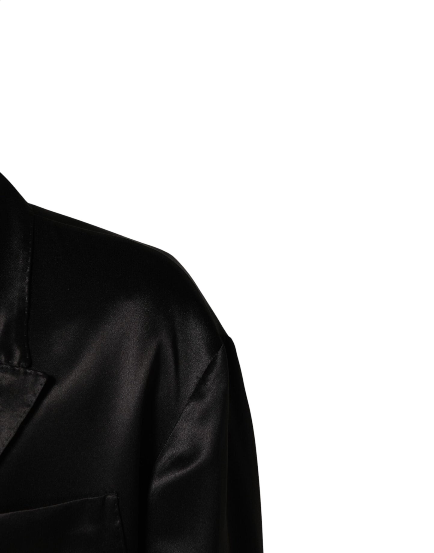 Blazer croisé à deux boutons en soie noire Dolce &amp; Gabbana