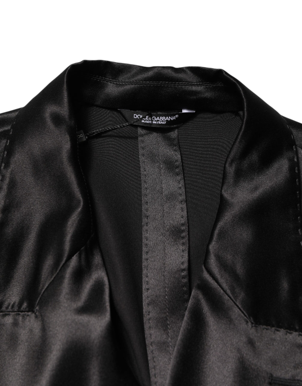 Blazer croisé à deux boutons en soie noire Dolce &amp; Gabbana