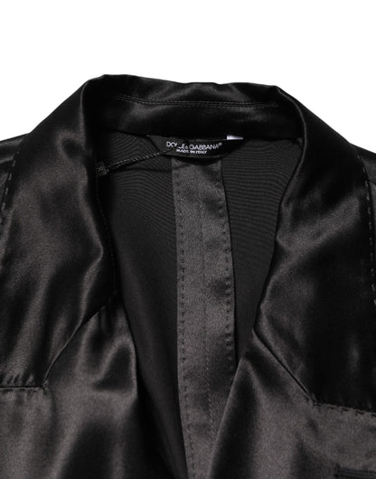 Blazer croisé à deux boutons en soie noire Dolce &amp; Gabbana
