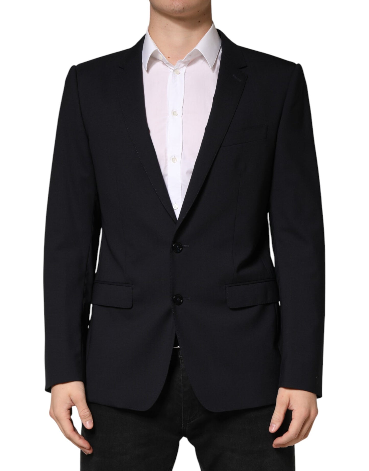 Blazer Dolce &amp; Gabbana en laine noire à simple boutonnage et deux boutons