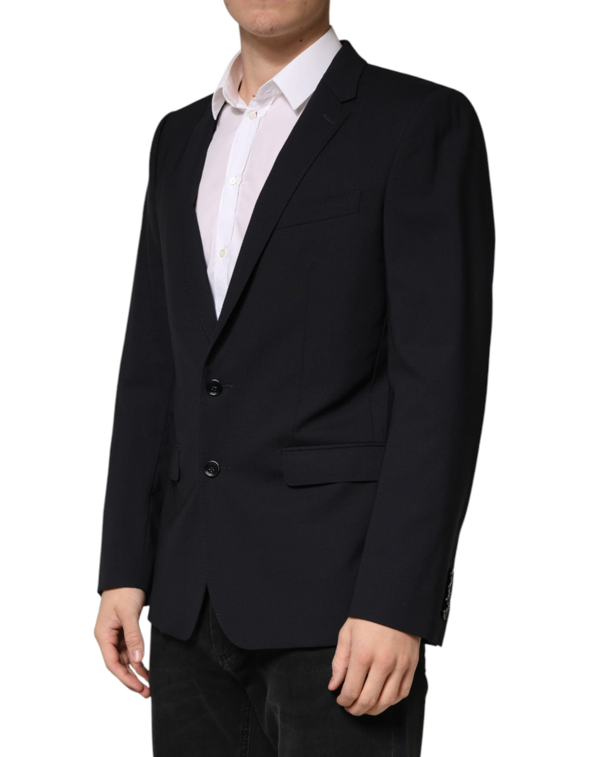 Blazer Dolce &amp; Gabbana en laine noire à simple boutonnage et deux boutons