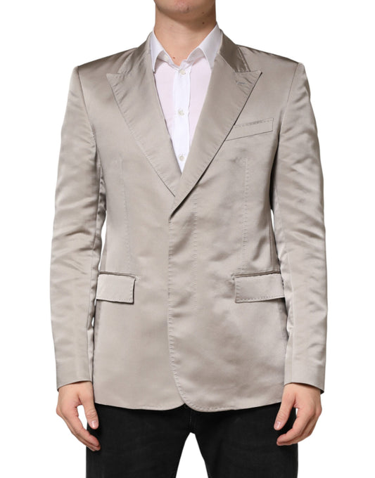 Dolce & Gabbana Beige Zijden Single Breasted Jasje Heren Blazer