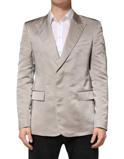 Veste Dolce &amp; Gabbana beige en soie à simple boutonnage pour homme