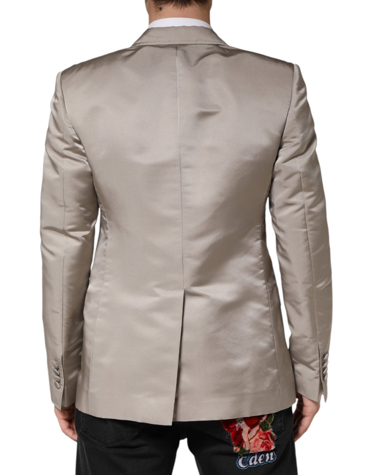 Veste Dolce &amp; Gabbana beige en soie à simple boutonnage pour homme