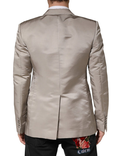 Veste Dolce &amp; Gabbana beige en soie à simple boutonnage pour homme