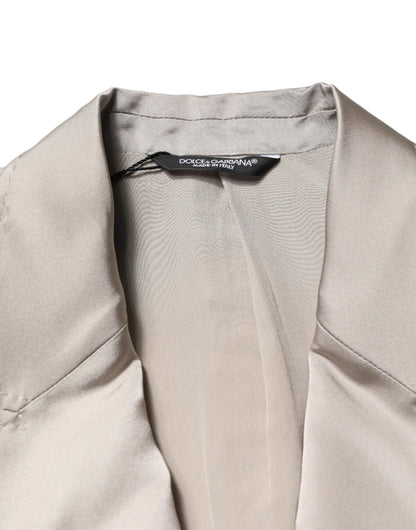 Veste Dolce &amp; Gabbana beige en soie à simple boutonnage pour homme