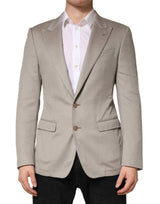 Veste blazer Dolce &amp; Gabbana en cachemire gris à simple boutonnage