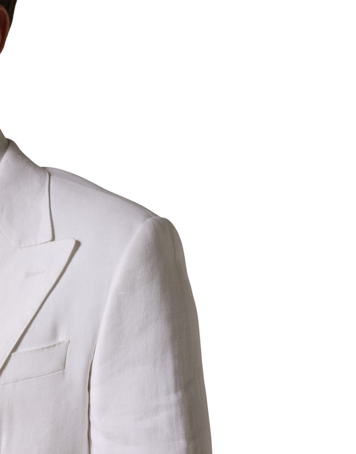 Blazer croisé à deux boutons en lin blanc Dolce &amp; Gabbana