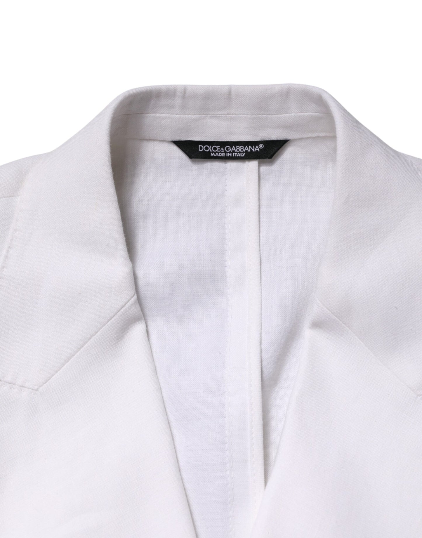 Blazer croisé à deux boutons en lin blanc Dolce &amp; Gabbana