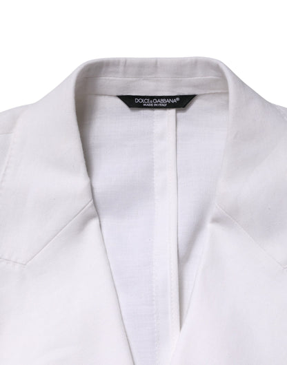 Blazer croisé à deux boutons en lin blanc Dolce &amp; Gabbana