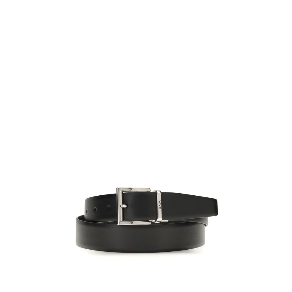 Ceinture Prada Bos Taurus Regular en cuir de veau noir