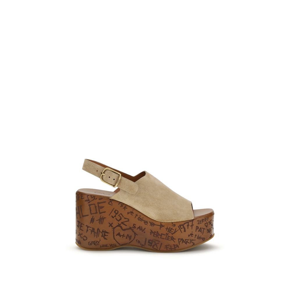 Sandales à plateforme Chloé Beige Lamb Ovis Aries