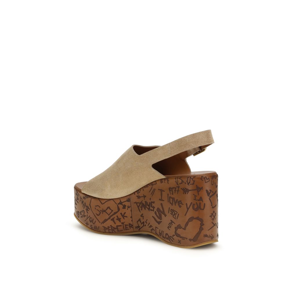 Sandales à plateforme Chloé Beige Lamb Ovis Aries