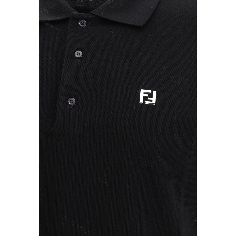 Polo en coton noir Fendi