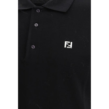 Polo en coton noir Fendi