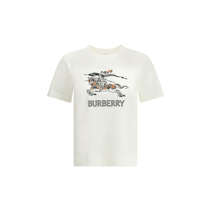T-shirt en coton blanc Burberry avec design Equestrian Knight