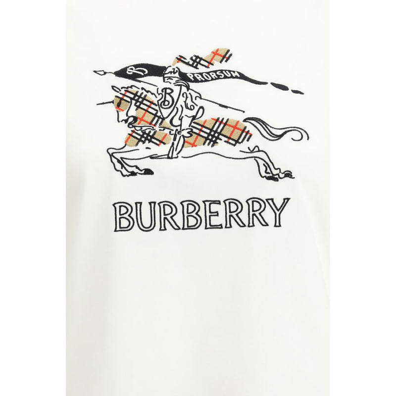 T-shirt en coton blanc Burberry avec design Equestrian Knight