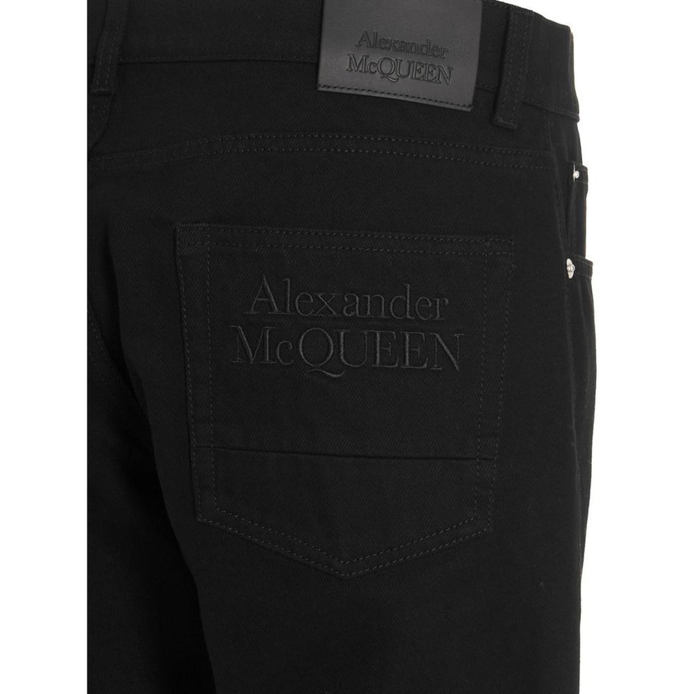 Jeans Skinny Noir en Coton Alexander McQueen