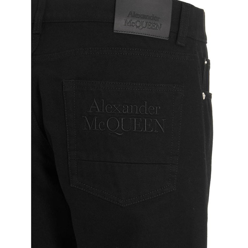 Jeans Skinny Noir en Coton Alexander McQueen