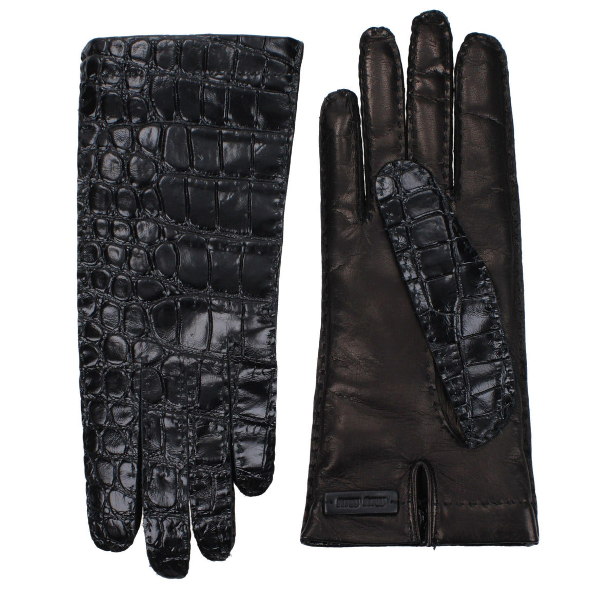 Miu Miu Gants en Cuir Noir - Accessoire d'Hiver Luxueux