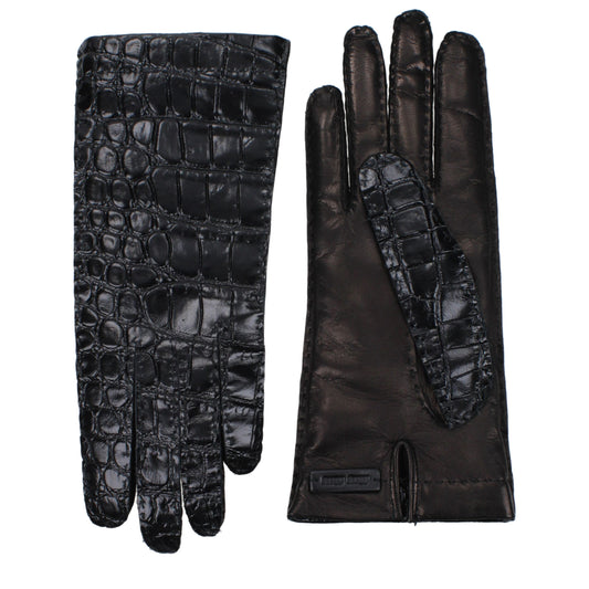 Miu Miu Gants en Cuir Noir - Accessoire d'Hiver Luxueux