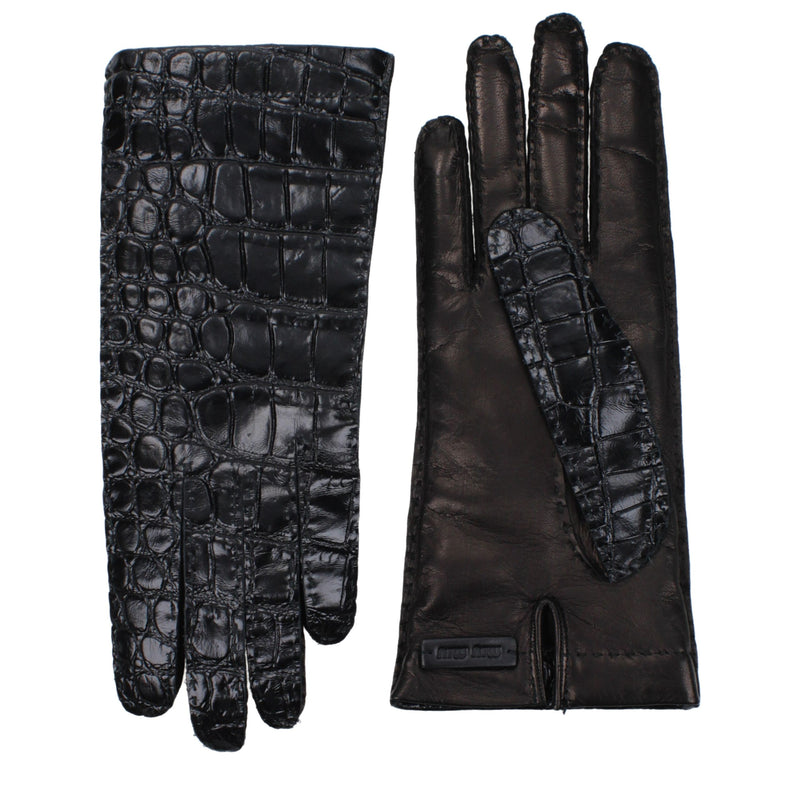 Miu Miu Gants en Cuir Noir - Accessoire d'Hiver Luxueux