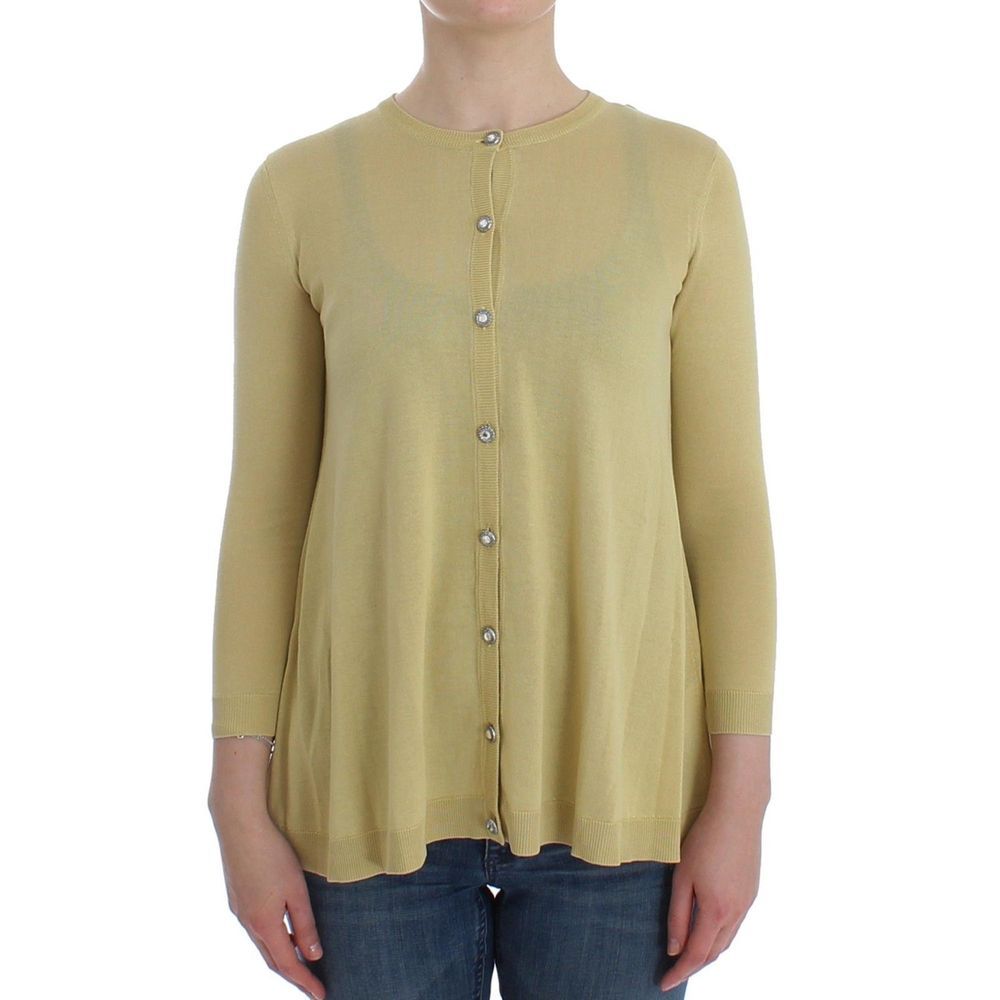 Dolce & Gabbana Yellow Silk Crystal Cardigan