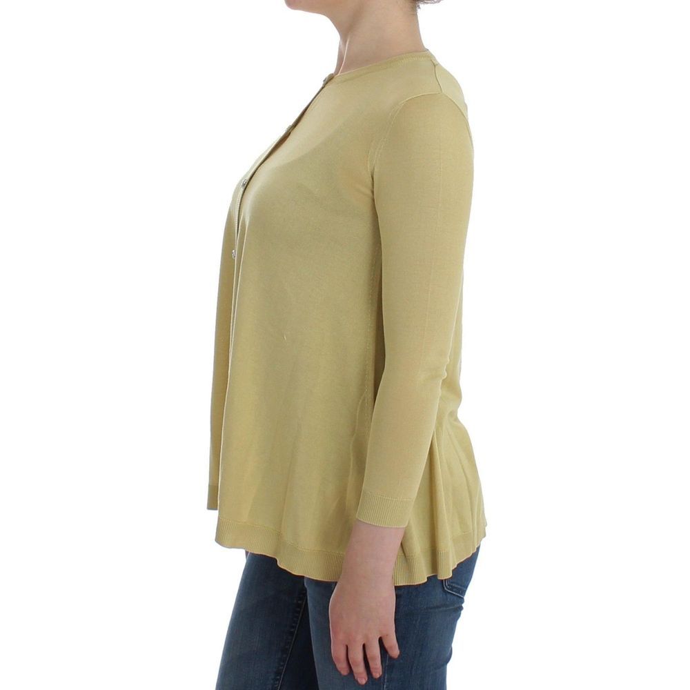 Dolce & Gabbana Yellow Silk Crystal Cardigan