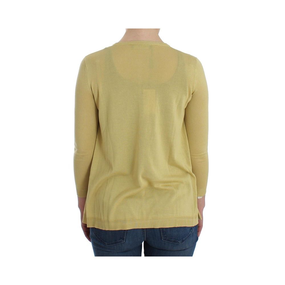 Dolce & Gabbana Yellow Silk Crystal Cardigan