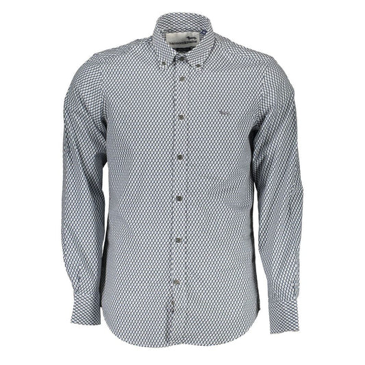 Harmont &amp; Blaine Blauw Katoenen Patroon Shirt
