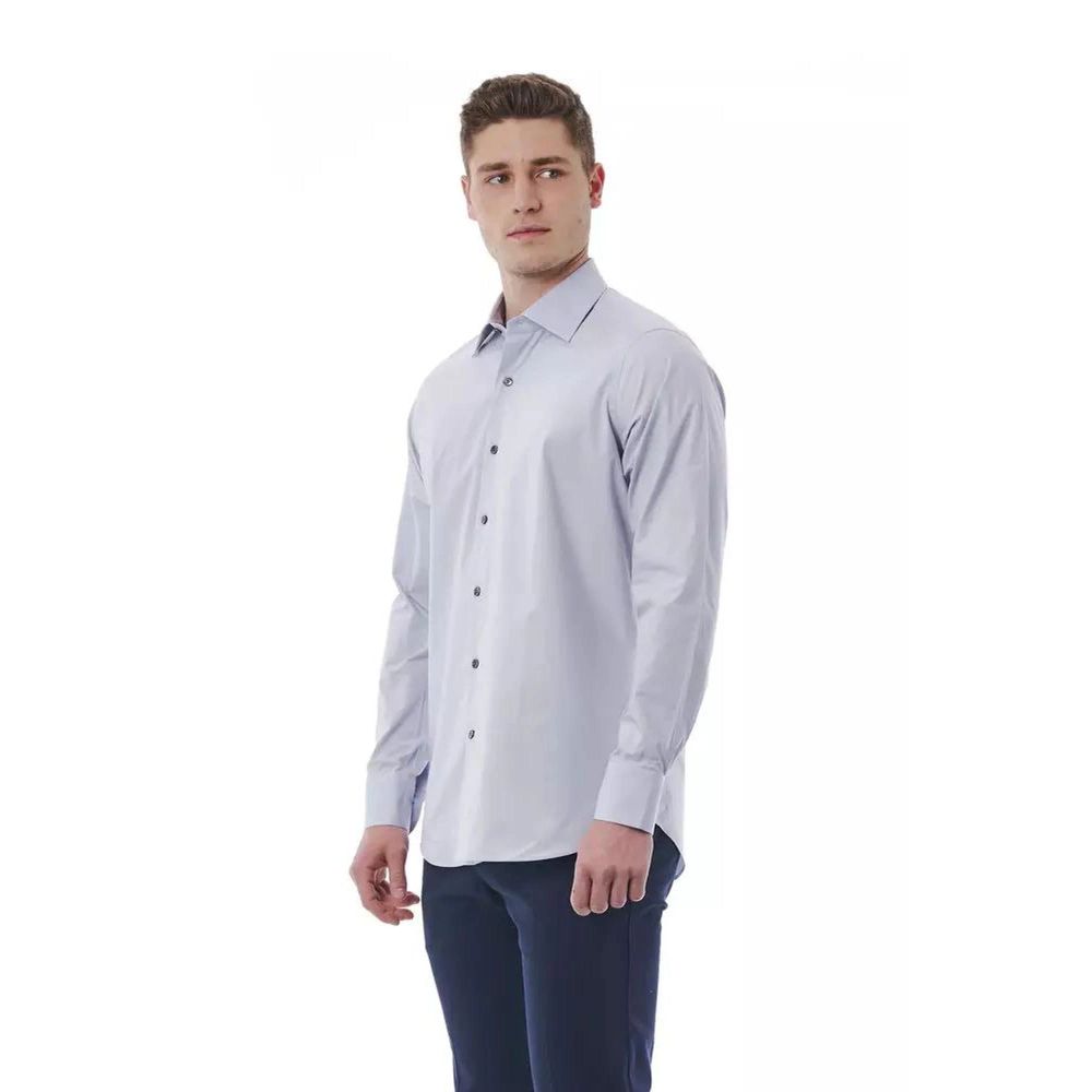 Bagutta Gray Cotton Dress Shirt - Regular Fit Italian Collar